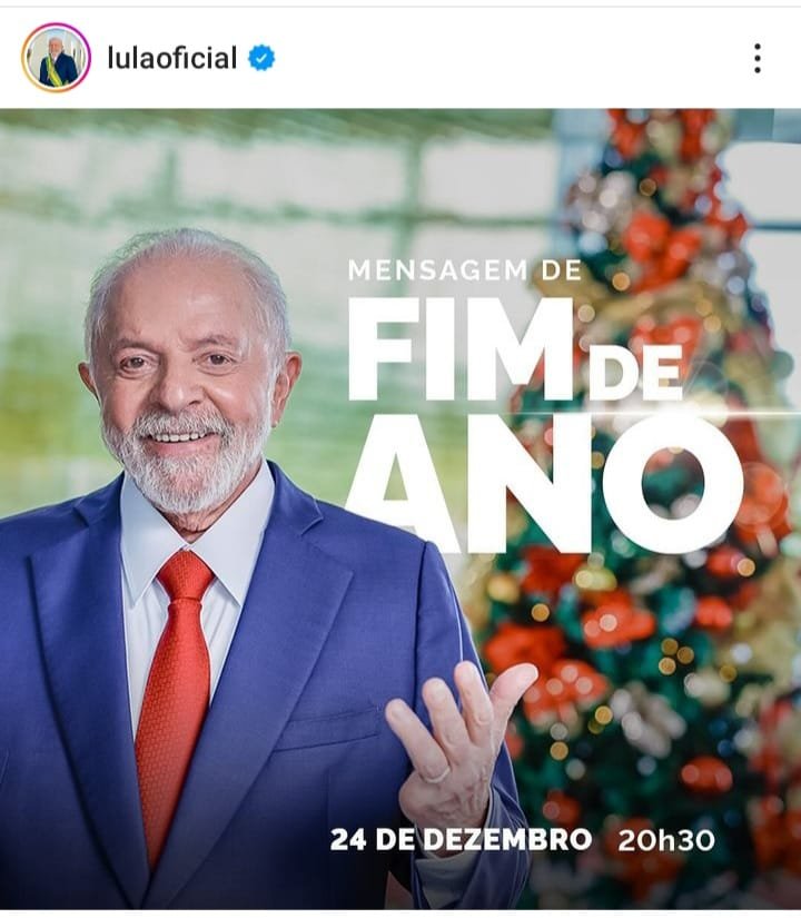 Presidente Lula fará pronunciamento de Natal neste domingo 3 Screenshot 20231224 103623 Instagram