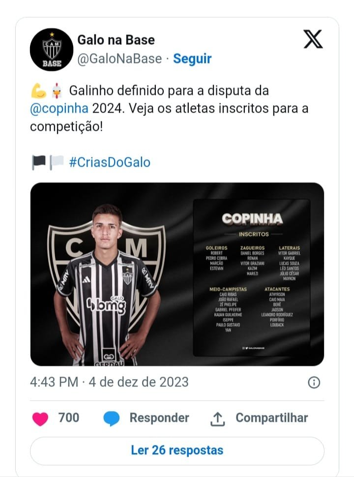 Galo divulga inscritos para a Copinha 2024 1 Screenshot 20240102 103628 Chrome