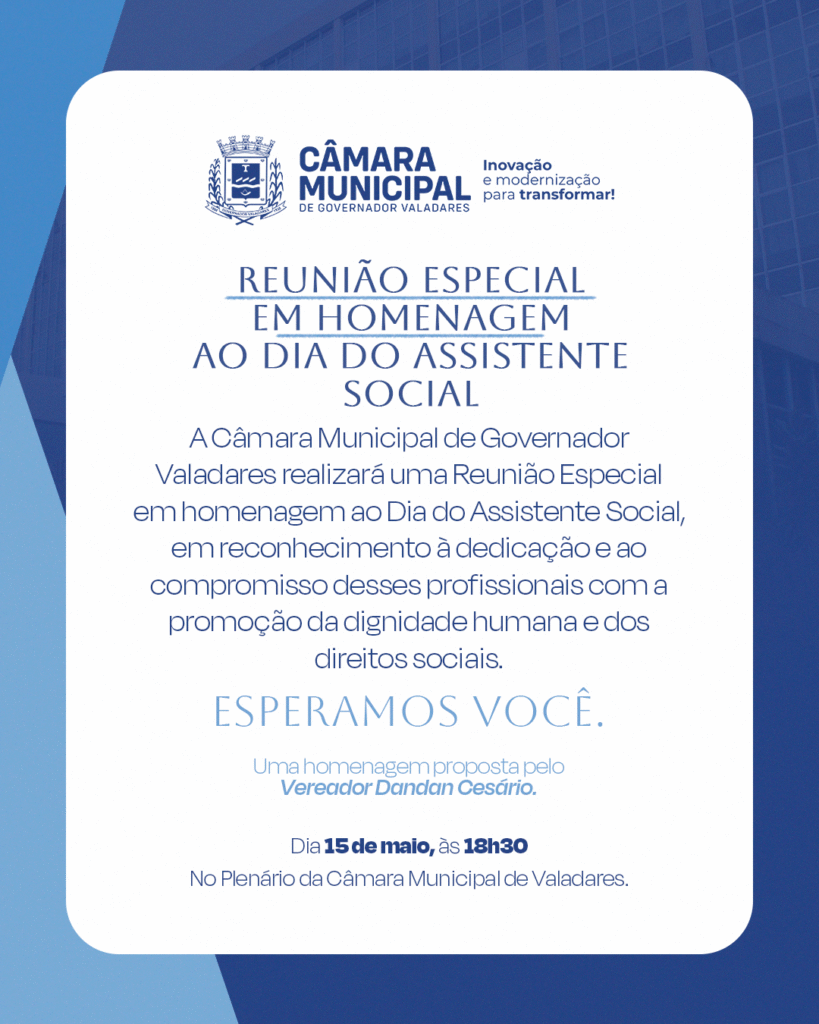 Câmara Municipal prestará homenagem aos Assistentes Sociais de Governador Valadares 1 image 74